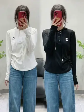 2023新款连帽春秋款T恤女长袖衫高级感韩版百搭显瘦短款外套上衣图片