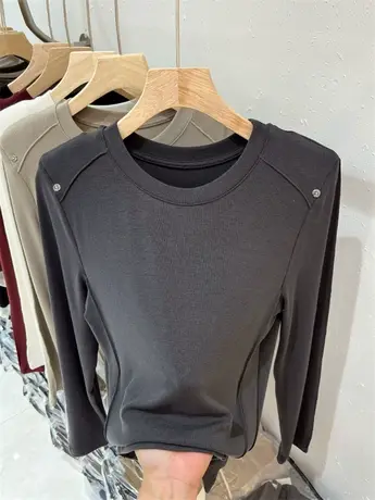 法式修身针织衫简约明线上衣女2023年早秋新款T恤遮肉圆领打底衫商品大图