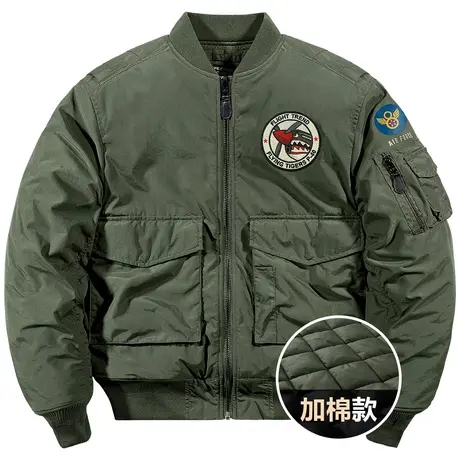VIP秋冬季飞行员夹克男士加厚棉衣复古棒球服飞虎队刺绣棉服外套商品大图