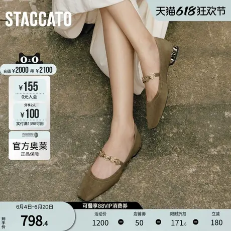 思加图2025春季新款多宝鞋复古玛丽珍鞋浅口平底鞋女单鞋EWV03AQ5图片