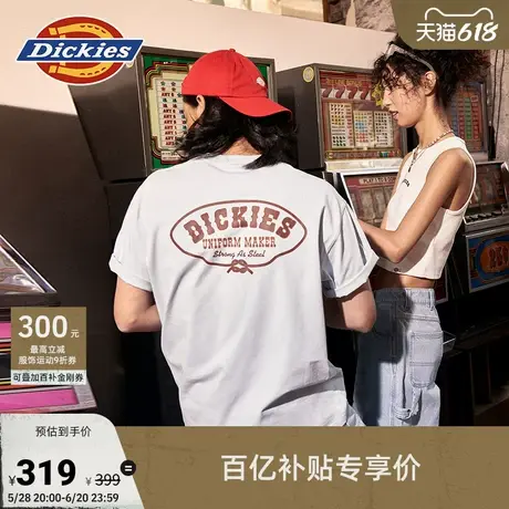 Dickies25春夏新款 重磅棉背后大图案印花休闲短袖T恤 男女情侣图片