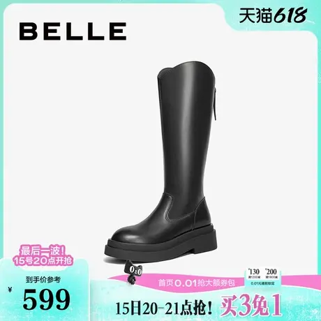 百丽高长靴长筒靴女靴子冬季新款显瘦弹力靴骑士靴D1N1DDG4图片