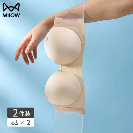 猫人无肩带内衣女小胸聚拢防滑美背抹胸胸贴婚纱专用隐形露背文胸图片