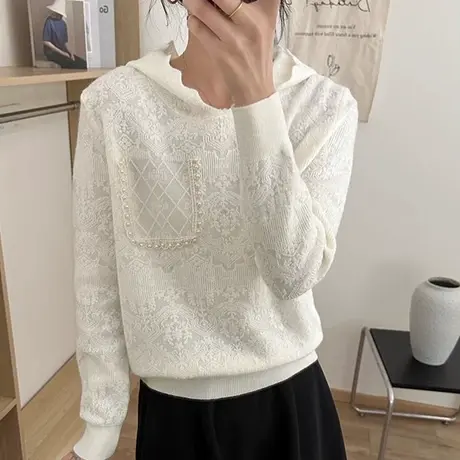 春装2025新款薄款连帽针织衫外套女高级感超好看小个子短款上衣商品大图