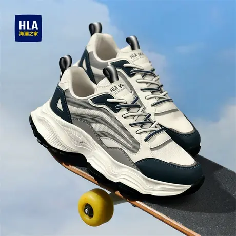HLA/海澜之家男鞋新款夏季潮流拼接舒适休闲运动鞋耐磨增高老爹鞋商品大图