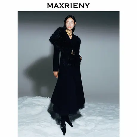 【奥莱】MAXRIENY双面呢鱼尾廓形大衣外套女图片