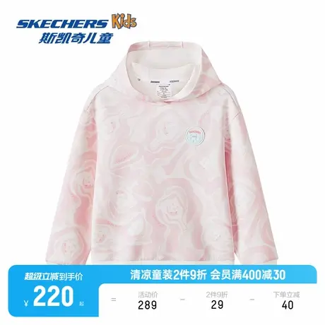 Skechers斯凯奇女童针织连帽套头卫衣儿童春秋新款舒适好看上衣商品大图