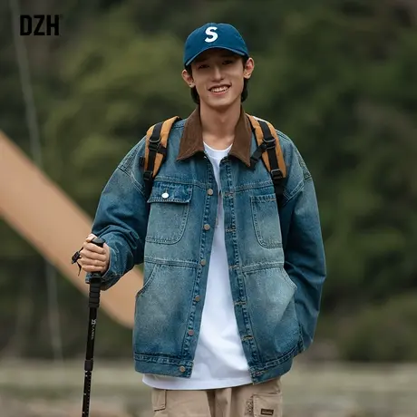 男士牛仔外套潮牌男春秋港风高级感上衣情侣装翻领夹克牛仔衣褂子商品大图