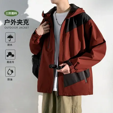 唐狮2025春季新款外套男休闲运动外套工装连帽外套男士夹克外套潮图片