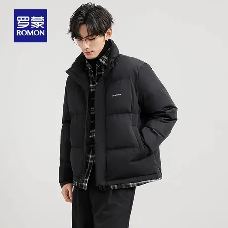 罗蒙男士时尚休闲假两件立领羽绒服2025冬季新款保暖舒适面包服男图片