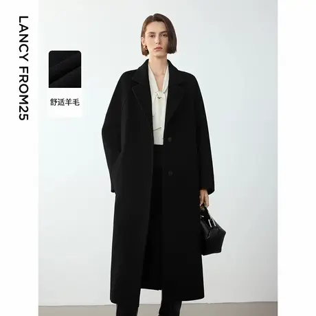 朗姿高级感羊毛中长款气质显瘦大衣2024年冬季新款时尚毛呢外套女商品大图