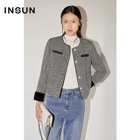 【百亿补贴官方直播】恩裳COVER冬季人字纹干练气质短外套商品大图