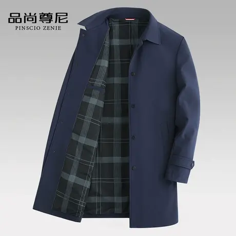 男士外套春秋款大方翻领商务中长款干练单排扣风衣中老年爸爸秋装商品大图