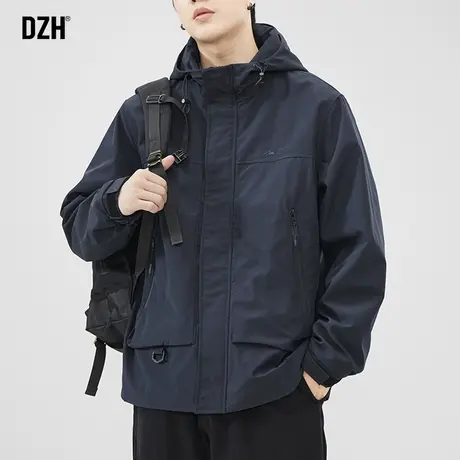 男士冲锋衣风衣外套男秋季新款2023秋款男装藏青色上衣登山服外衣商品大图