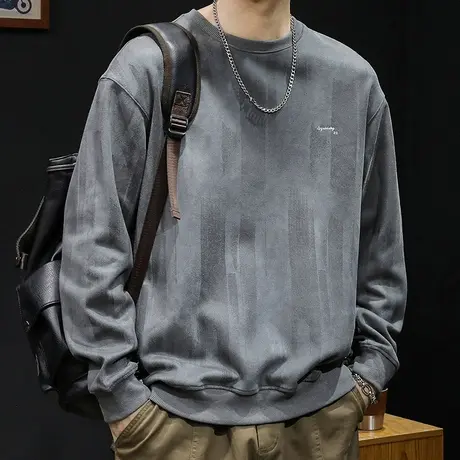 潮牌加绒卫衣男秋冬款圆领男款衣服冬季2023新款男士长袖大码男装商品大图