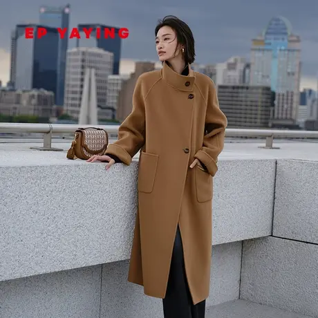 EP YAYING雅莹女装 羊毛羊绒中长款大衣外套 2023秋冬新款8418A商品大图