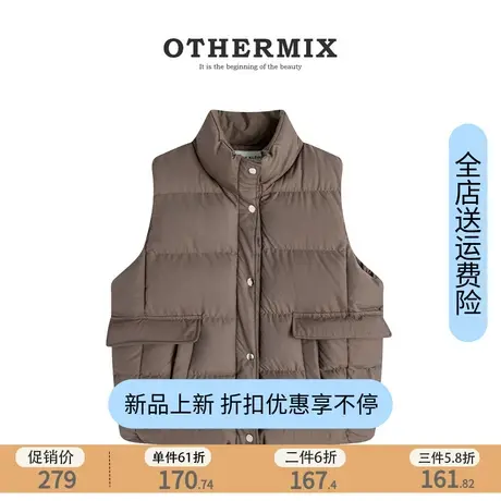 othermix2023秋冬新款棉衣马夹外套女时尚百搭面包服马甲无袖外套图片