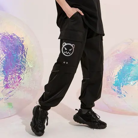 yep束脚工装裤女高腰宽松百搭黑色裤子美式中性风休闲裤潮牌长裤商品大图