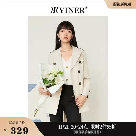 *Goodland美地女装秋季今年流行小个子风衣外套女商品大图