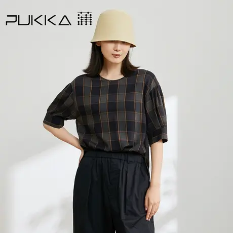 蒲PUKKA 女装棉质衬衫春装设计感时尚格纹衬衣商场同款商品大图