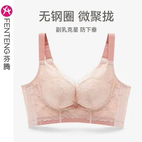 芬腾内衣女上托防下垂聚拢文胸女款性感蕾丝无钢圈舒适收副乳胸罩商品大图