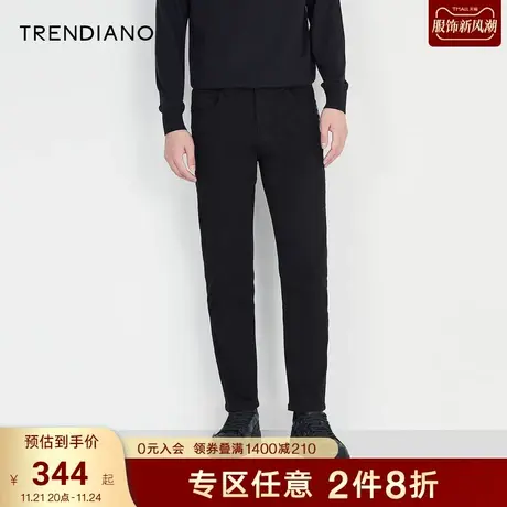 TRENDIANO官方潮牌男装秋季新款直筒小脚修身牛仔休闲长裤男商品大图