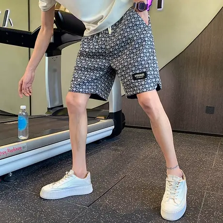 夏季男时尚休闲花色印花2023新款直筒五分裤运动中裤INS潮流短裤商品大图