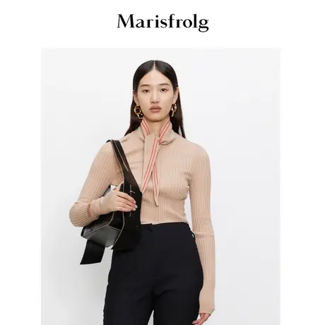 玛丝菲尔21冬季新款卡其色毛针织衫毛衣女ACBW4807M商品大图