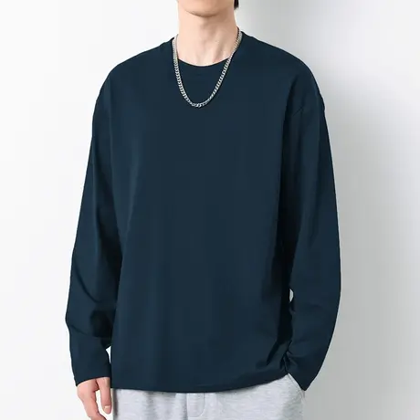 260g重磅纯棉t恤男长袖美式宽松潮流秋冬内搭打底衫纯色全棉秋衣图片