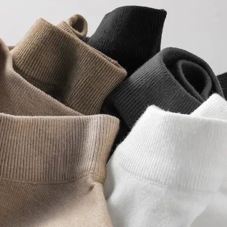 半高领毛衣男秋冬季加绒加厚保暖内搭打底衫针织衫潮流中领毛线衣商品大图