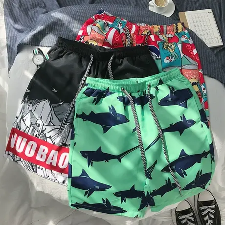 沙滩裤男夏季速干海边度假宽松大裤衩休闲花短裤冰丝潮流五分中裤商品大图