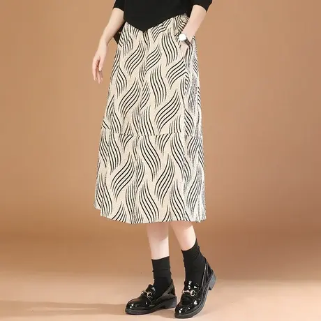 韩潮袭人高腰显瘦垂坠感A字半身裙女2023秋冬新款气质通勤中长裙图片