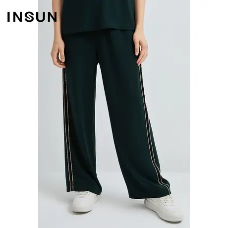 INSUN恩裳线上专选夏季织带线条感易打理休闲裤图片