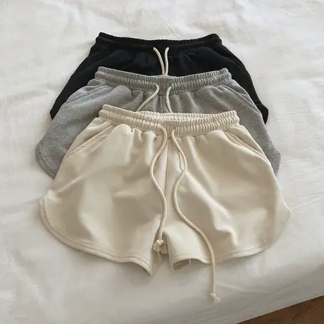 品质推！夏季新品松紧腰毛圈棉显瘦居家休闲运动短裤跑步热裤女潮图片