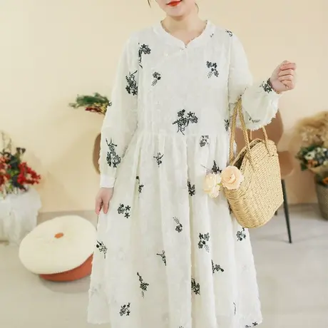 秋新品流苏质感改良旗袍裙大码国风重工刺绣商品大图