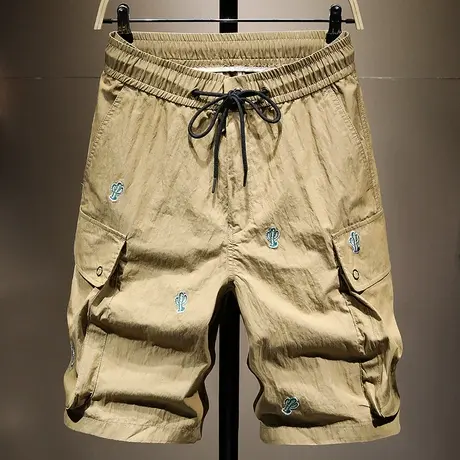 夏季薄款潮牌工装短裤男刺绣花男士休闲五分裤百搭宽松时尚中裤男商品大图