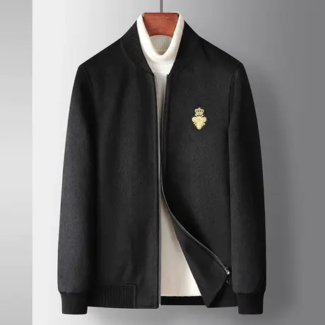 秋冬季潮牌加厚毛呢外套短款时尚休闲新款百搭棒球领夹克男士上衣商品大图