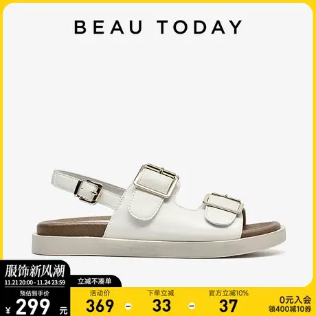 BeauToday白色凉鞋女夏季BT罗马凉鞋女时装凉鞋女士凉鞋厚底凉鞋图片