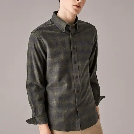 格慕施法兰绒磨毛纯棉衬衣外套日系大码宽松休闲上衣男装长袖衬衫图片