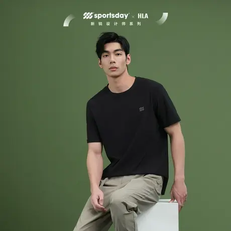HLA/海澜之家sportsday马术运动短袖T恤24春夏新款圆领凉感上衣男商品大图