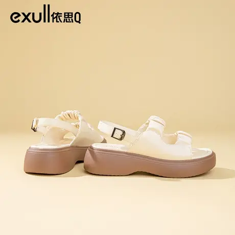 依思q厚底踩屎感凉鞋女外穿2024夏季新款海边平底不累脚女鞋软底商品大图