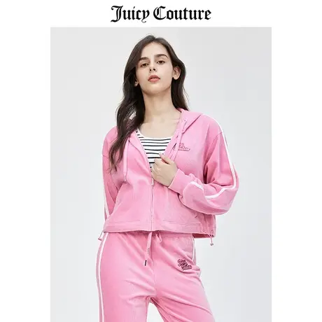 Juicy Couture橘滋外套女春季新款美式宽松抽条收腰天鹅绒上衣图片