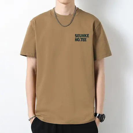 230g重磅纯棉t恤男短袖夏季潮流液氨长绒棉宽松全棉半袖圆领体恤商品大图