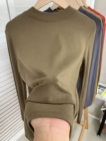 欧货秋冬新加绒加厚长袖小高领打底衫t恤女内搭显瘦上衣洋气时尚商品大图