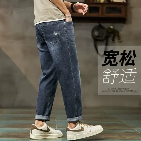 夏季男裤秋季春秋款潮牌广州新塘牛仔裤男士直筒宽松九分休闲裤子商品大图