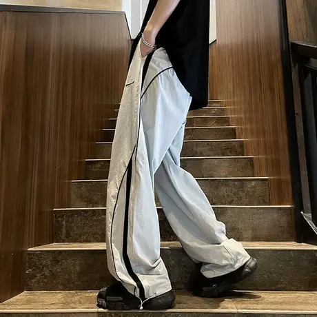 裤子男夏季薄款美式高街痞帅机能冲锋裤速干宽松直筒阔腿休闲长裤商品大图