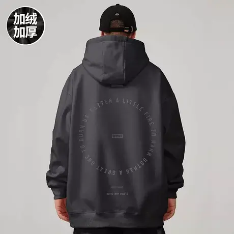 美式复古嘻哈大码卫衣男装ins纯棉重磅做旧高街外套加绒加厚秋冬图片