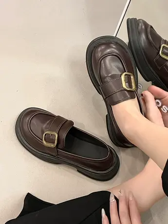 厚底英伦风乐福鞋女2024春季新款玛丽珍一脚蹬小皮鞋jk制服单鞋子商品大图