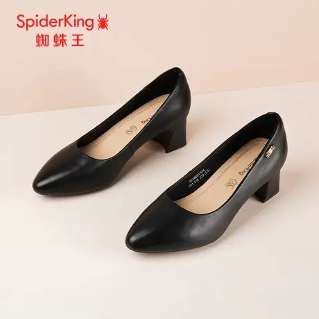 SPIDER KING/蜘蛛王女单鞋真皮2024春商场新款职业通勤浅口粗高跟图片