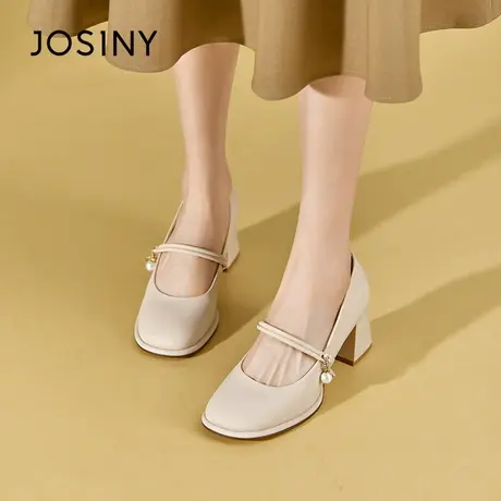 Josiny/卓诗尼女神推荐~2023夏季新款仙女高跟一脚蹬玛丽珍鞋单鞋图片